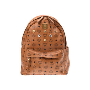 MCM Studded Cognac Leather Backpack